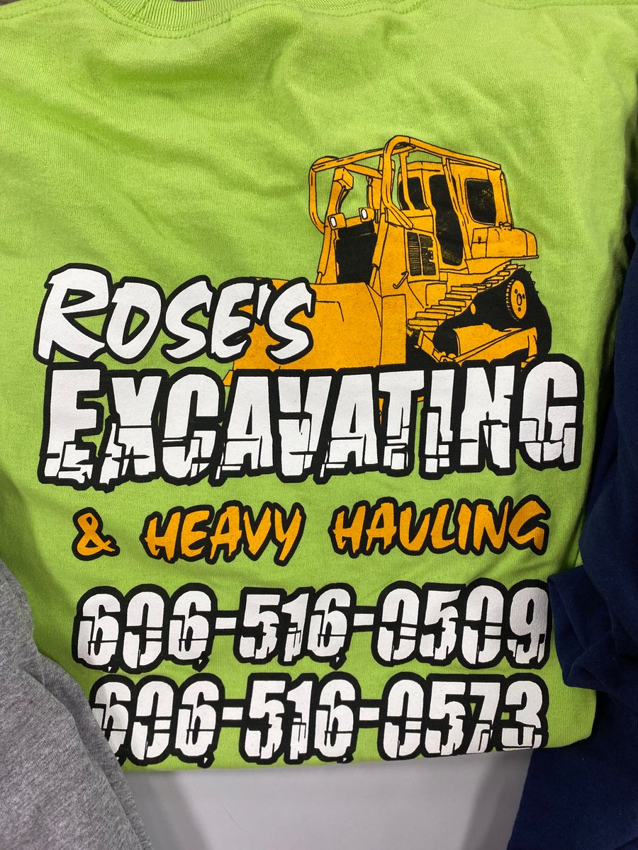 MagicMonograms's tweet image. Thanks to Rose’s Excavation for allowing us to print their new gear. This was a mixture of screenprinting &amp;amp; some #DirecttoFilm (DTF), on the youth tees. They all came out looking great and ready to get dirty playing in the dirt! 
.
.
#Screenprinting #ScreenPrintShop #screenprint