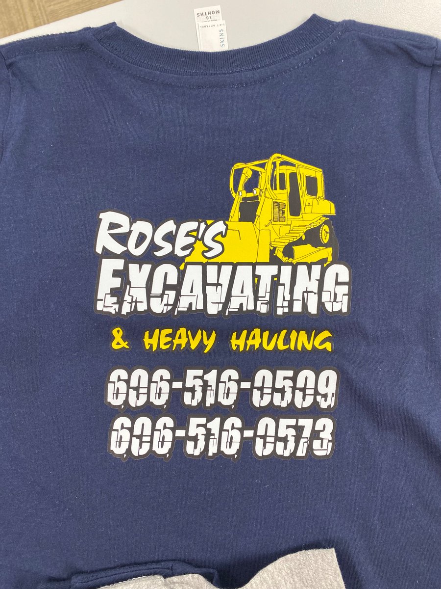 MagicMonograms's tweet image. Thanks to Rose’s Excavation for allowing us to print their new gear. This was a mixture of screenprinting &amp;amp; some #DirecttoFilm (DTF), on the youth tees. They all came out looking great and ready to get dirty playing in the dirt! 
.
.
#Screenprinting #ScreenPrintShop #screenprint