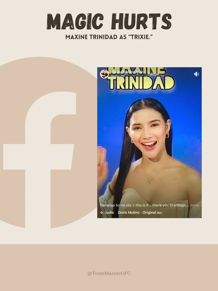 [ENGAGE] - First ever official video announcement of Maxine Trinidad as “Trixie.” 🤍

LINK - fb.watch/lYRlMIhNUU/?mi…

#MagicHurts #MaxineAsTrixie #MaxineTrinidad