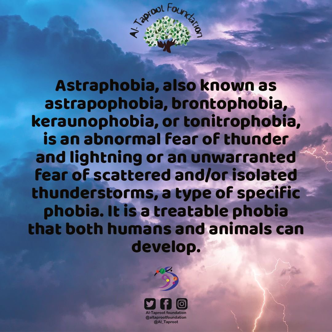al_taproot's tweet photo. Astraphobia is the fear of thunder and lightning. It typically affects children, but many adults still deal with a fear of thunderstorms.
.
.
.
.
.
.
We provide psychological and mental health counselling as well as nutritional services.
#psychology #astraphobia https://t.co/dDkhVVOOBs