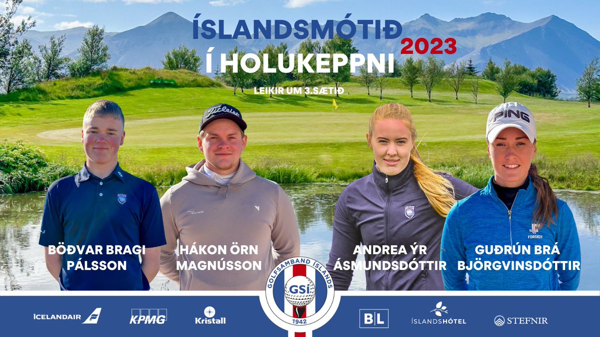 Leikir um þriðja sætið á Íslandsmótinu í holukeppni 2023 hefjast 13:00 í kvennaflokki og 13:08 í karlaflokki. Nánar á golf.is og samfélagsmiðlum GSÍ. 
golf.is/islandsmotid-i…