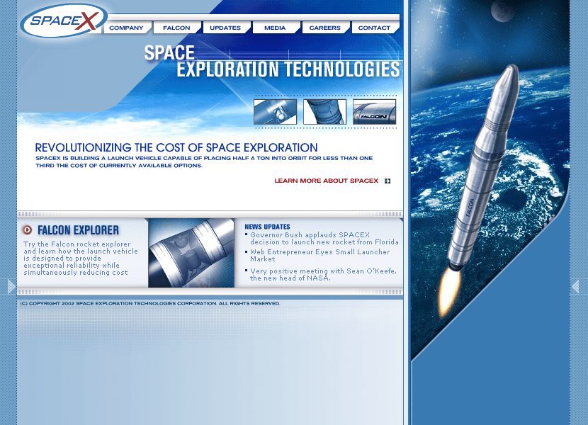 RT @JonErlichman: Musk would launch Space Exploration Technologies Corporation.

It would become known as SpaceX. https://t.co/BXsAggSqN7