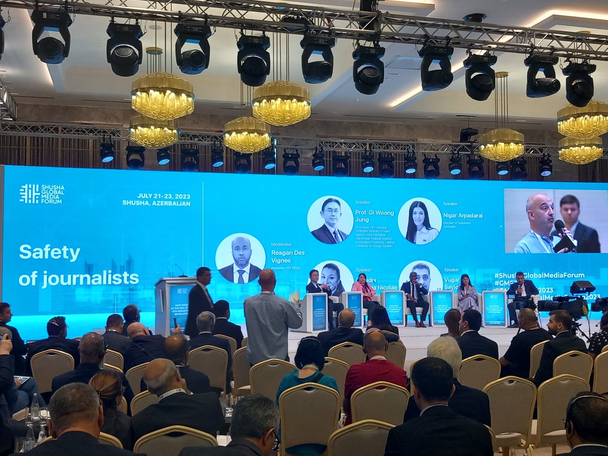 MauriGeri's tweet photo. Great panel at #ShushaGlobalMediaForum2023 on the #future of #media in the #Digitalage with @trtworld moderator.
#AI is a risk but also an opportunity for fact-check information. We need #regulations, #citizenship #journalism, #publicdiscussions to deal with future change https://t.co/3KVZ16tVCJ