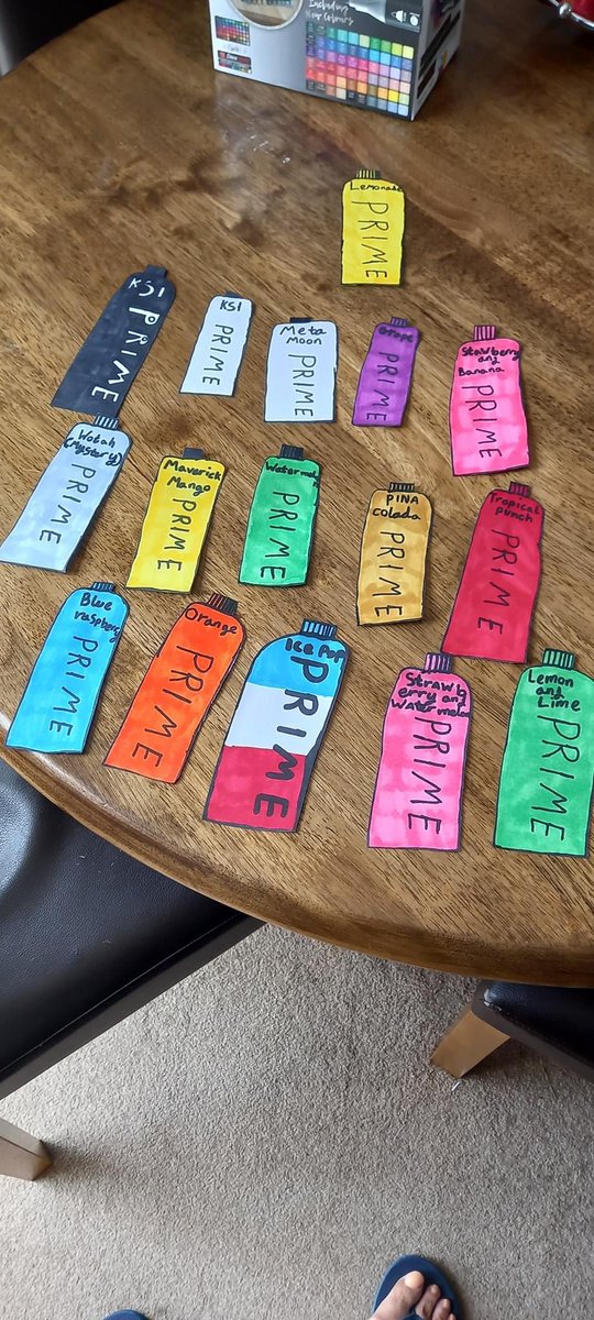 princessnessx's tweet photo. When your 8 year old son is obsessed with Prime, he draws and creates his own flavour names!! 👏🏻🤣 @KSI he’d love to hear what you think!! 😘
@PrimeHydrate https://t.co/gyP1ZkoYJv