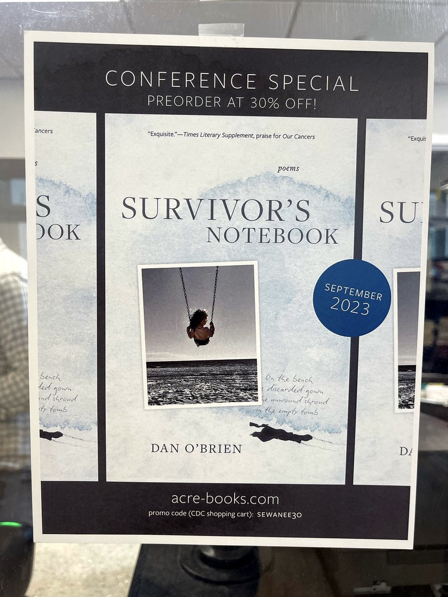 While I’m teaching at the @sewaneewriters conference (until July 30), my publisher @acre_books is offering a 30% discount when preordering my book of prose poems and photos, ‘Survivor’s Notebook’ (publishes 9/15) — just use code SEWANEE30 press.uchicago.edu/ucp/books/book…