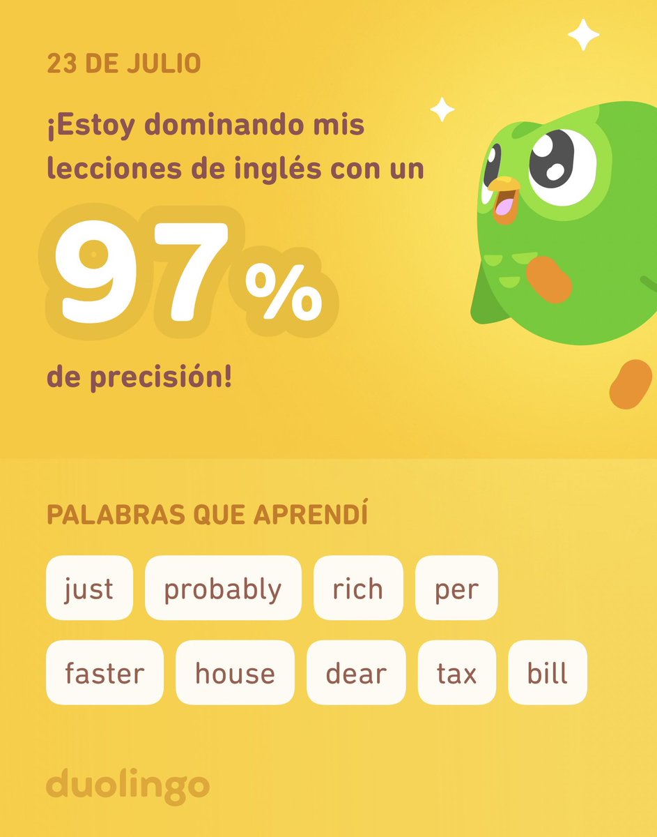 ¡Estoy aprendiendo inglés en Duolingo! Es gratis, divertido y efectivo.
