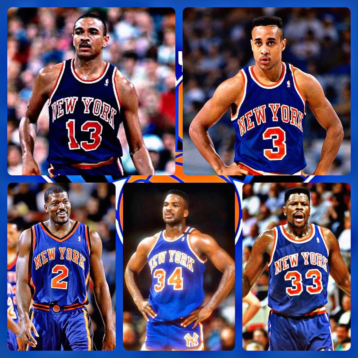 New York Knicks 1990’s All-Decade Team 

PG/Mark Jackson 
SG/John Starks
SF/Larry Johnson
PF/Charles Oakley 
C/Patrick Ewing 

*lineup based on selected players contributions to this franchise from 1989-90 to 1998-99 https://t.co/xMR4ScpTIA