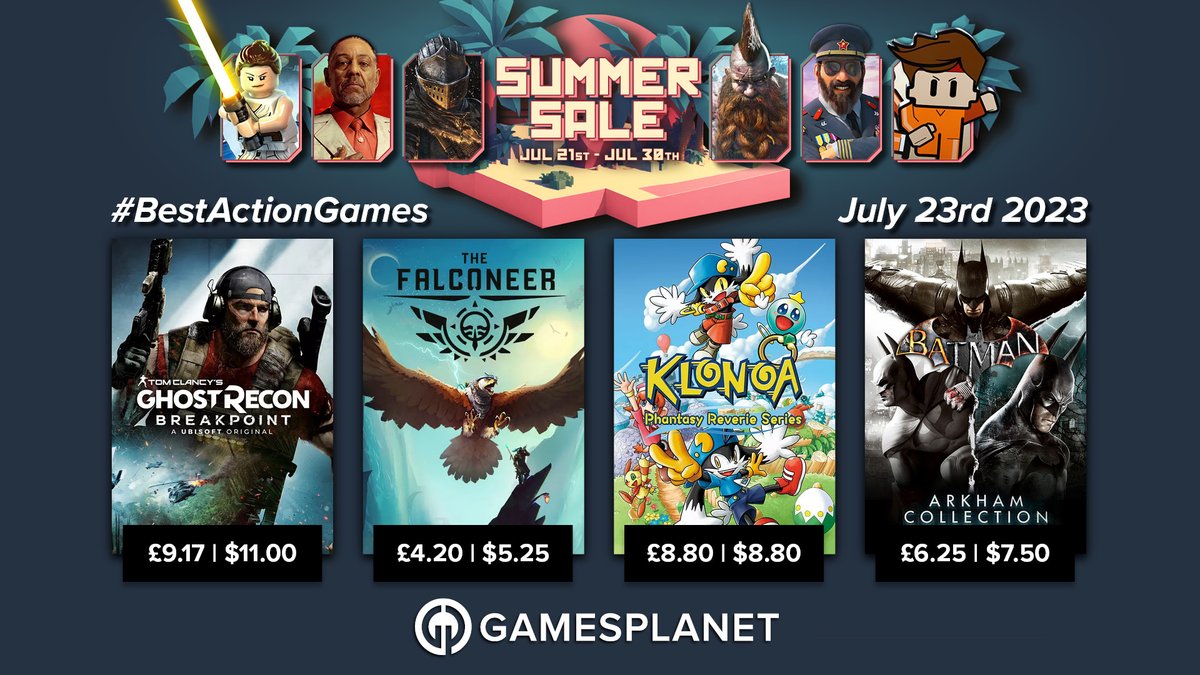 GamesplanetUK's tweet image. Become the #Batman, strike from the shadows and fly above the clouds with new Day 3 Action Flash Deals on #BatmanArkhamCollection, #GhostRecon, #Klonoa, #TheFalconeer and more! 😉

🦇 bit.ly/gpsummersale20…
Daily Deals end July 24th at 1am PDT / 9am BST