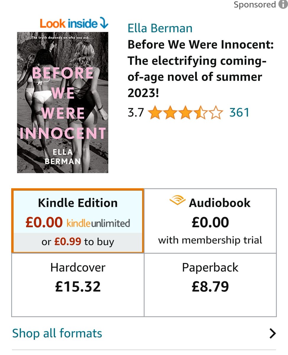 #KindleBookDeal

One of our July books is @ellabee's #Debut #BeforeWeWereInnocent (It's a corker!) and only #99p on Kindle NOW!

An absolute must read!
amazon.co.uk/dp/B0BY8B529C/…