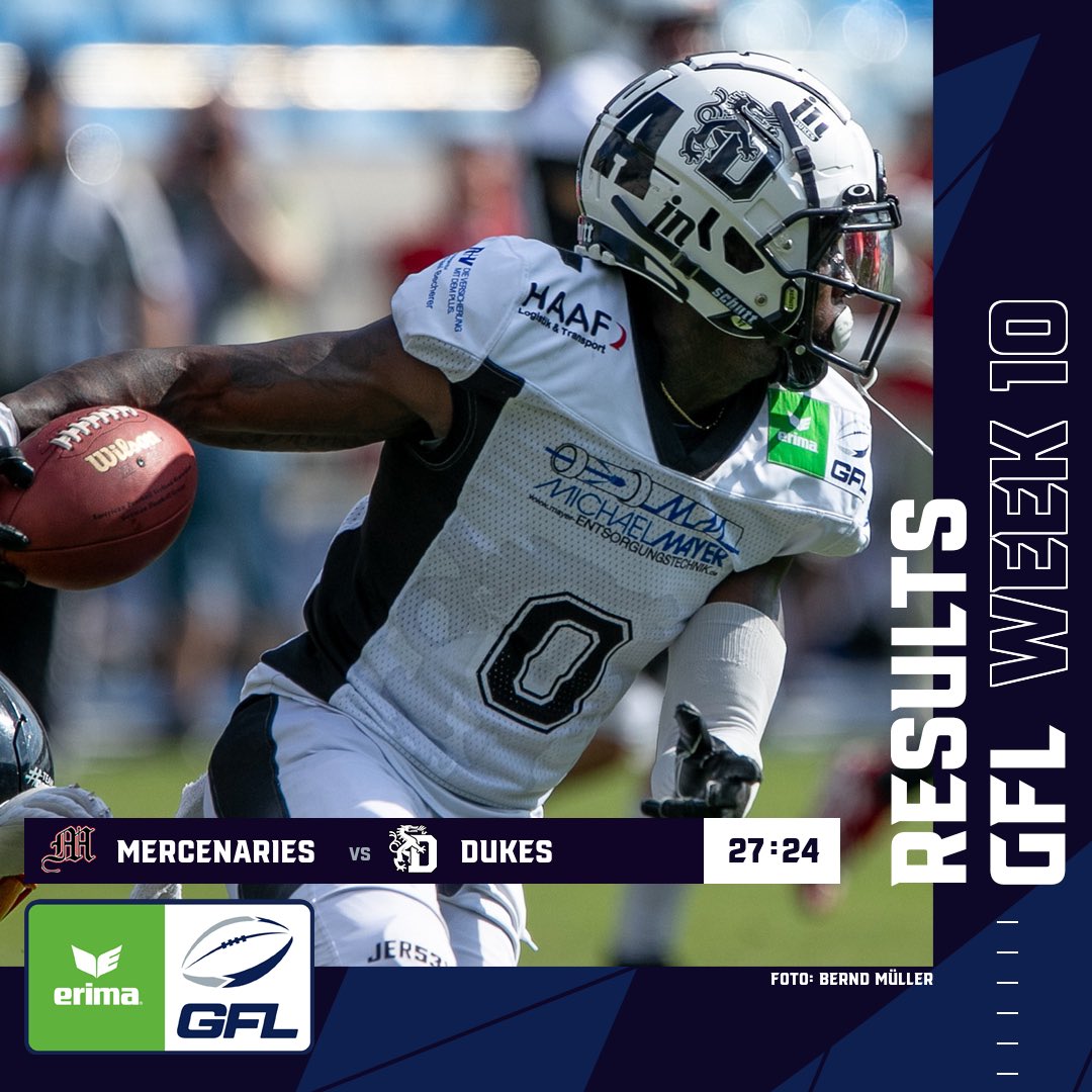 Die Marburg <a href="/MercenariesMR/">Marburg Mercenaries</a> holen gegen die Ingolstadt Dukes ihren ersten Saisonsieg!

#gfl #germanfootballleague #thisisGFLfootball #Americanfootball #sport
