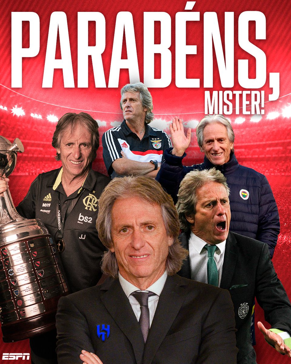 ESPNBrasil's tweet photo. Jorge Jesus completa 69 anos de idade! 🥳🎉

🏆 Conmebol Libertadores
🏆 Brasileirão
🏆 Conmebol Recopa
🏆 Supercopa do Brasil
🏆 3x Português
🏆 6x Taça da Liga
🏆 Taça de Portugal
🏆 Carioca

#ParabénsMister https://t.co/aAqEYiaAh2
