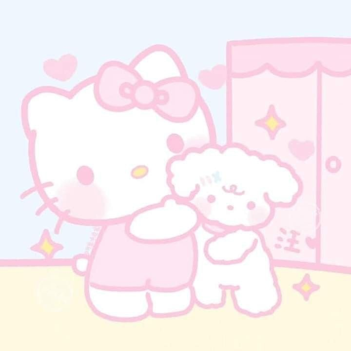 lovesickdoe's tweet photo. hello kitty &amp; her pet https://t.co/ruKkXIA6KI