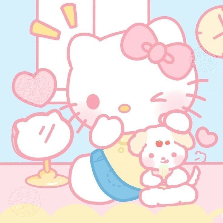 lovesickdoe's tweet photo. hello kitty &amp; her pet https://t.co/ruKkXIA6KI