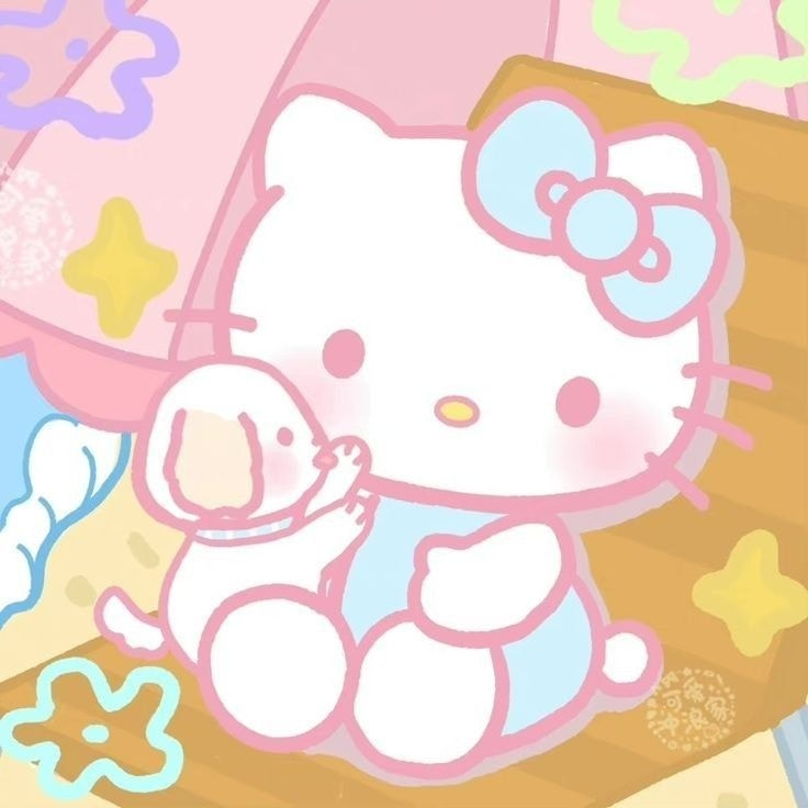 lovesickdoe's tweet photo. hello kitty &amp; her pet https://t.co/ruKkXIA6KI