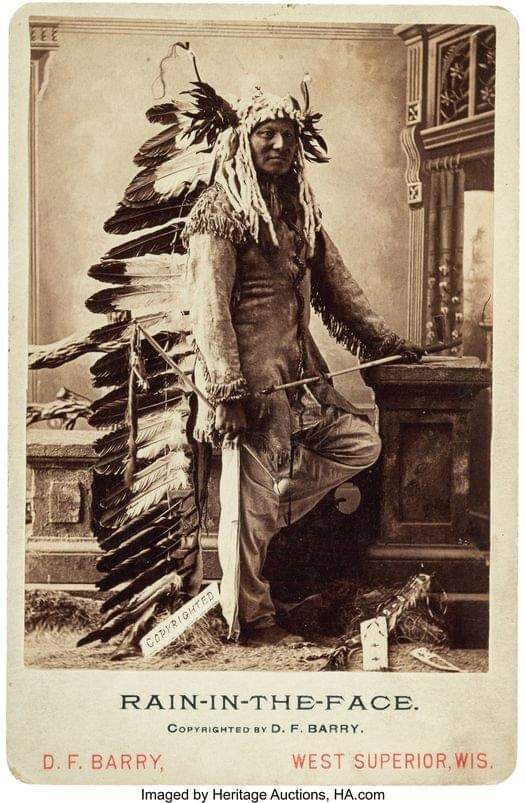Cairnlodge1's tweet photo. From the #Battle of Little Big Horn #LittleBigHorn
“I had sung the #WarSong, I had smelt #power #smoke, my #heart was bad--I was like one who has no mind. I rushed in and took their flag; my #pony fell dead as I took it. I cut the #thong that bound me; I jumped up and #brained the #sword flag man with my #WarClub, and ran back to our line with the #flag. I was #mad, I got a fresh pony and rushed back #shooting, #cutting and #slashing. This pony was shot and I got another. This time I saw "Little Hair" (Tom Custer)--I remembered my vow, I was #crazy; I #feared #nothing. I knew nothing would hurt me for I had my white #weasel #tail on. I didn't know how many I #killed trying to get at him. He knew me. I laughed at him and yelled at him. I saw his mouth move but there was so much #noise I couldn't hear his #voice. He was #afraid. When I got near enough I #shot him with my #revolver. My #gun was gone. I didn't know where. I got back on my pony and rode off. I was #satisfied and sick of #fighting."
#Itoηagaju (Rain-in-the-Face) #Lakota , 1835-1905