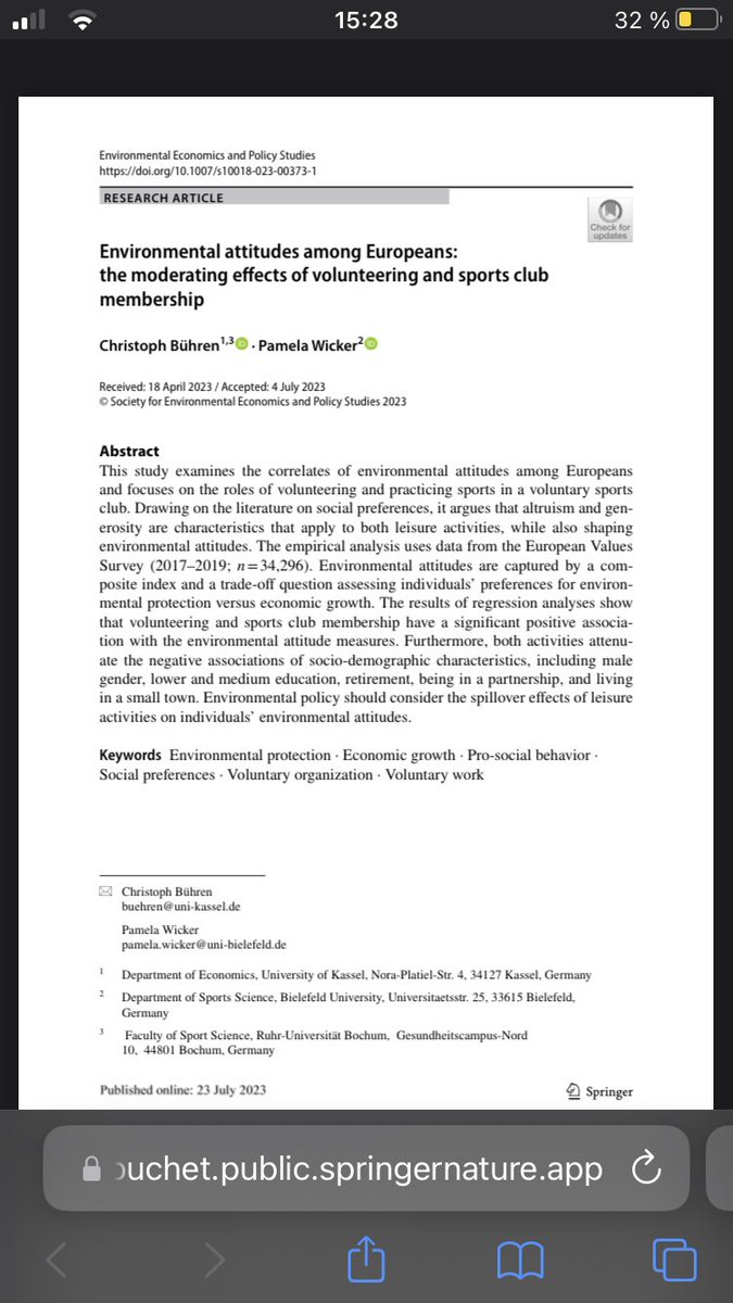 Christoph Bühren (@chrisbue80) on Twitter photo <a href="/PamWicker79/">Professor Pam</a> and I published our first paper on our collaboration in the fields of sports management and environmental economics:
link.springer.com/article/10.100… <a href="/PamWicker79/">Professor Pam</a> and I published our first paper on our collaboration in the fields of sports management and environmental economics:
link.springer.com/article/10.100…