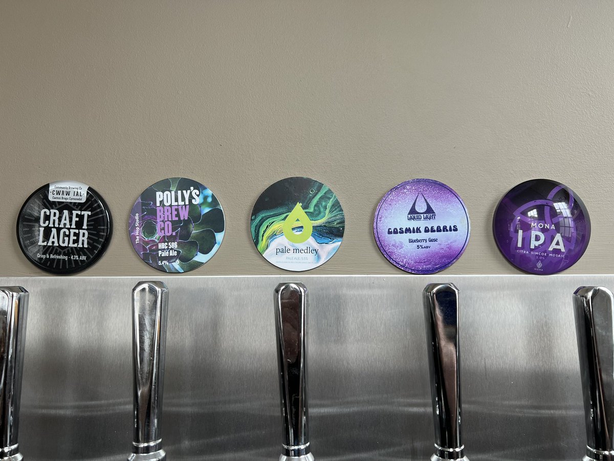 Sunday’s Keg beers from 3pm to 9pm - 

Craft Lager - Cwrw Iâl 
HBC 586 - Polly’s 
Pale Medley - Polly’s 
Cosmik Debris Blueberry Gose - Liquid Light 
IPA - Mona