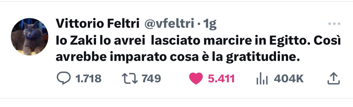 Beccapress_'s tweet photo. Vittorio Feltri spara a zero contro #PatrickZaki: “che marcisca in Egitto…”.
#freezaki #Egitto https://t.co/RQeWz15fow