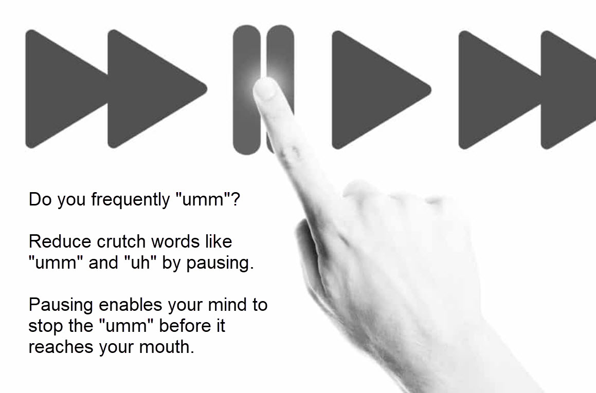 The best way to stop umm-ing and uhh-ing is to embrace silence. 
I hope this gives you pause.
(How to make a point: http:/www.bit.ly/joelpoint)