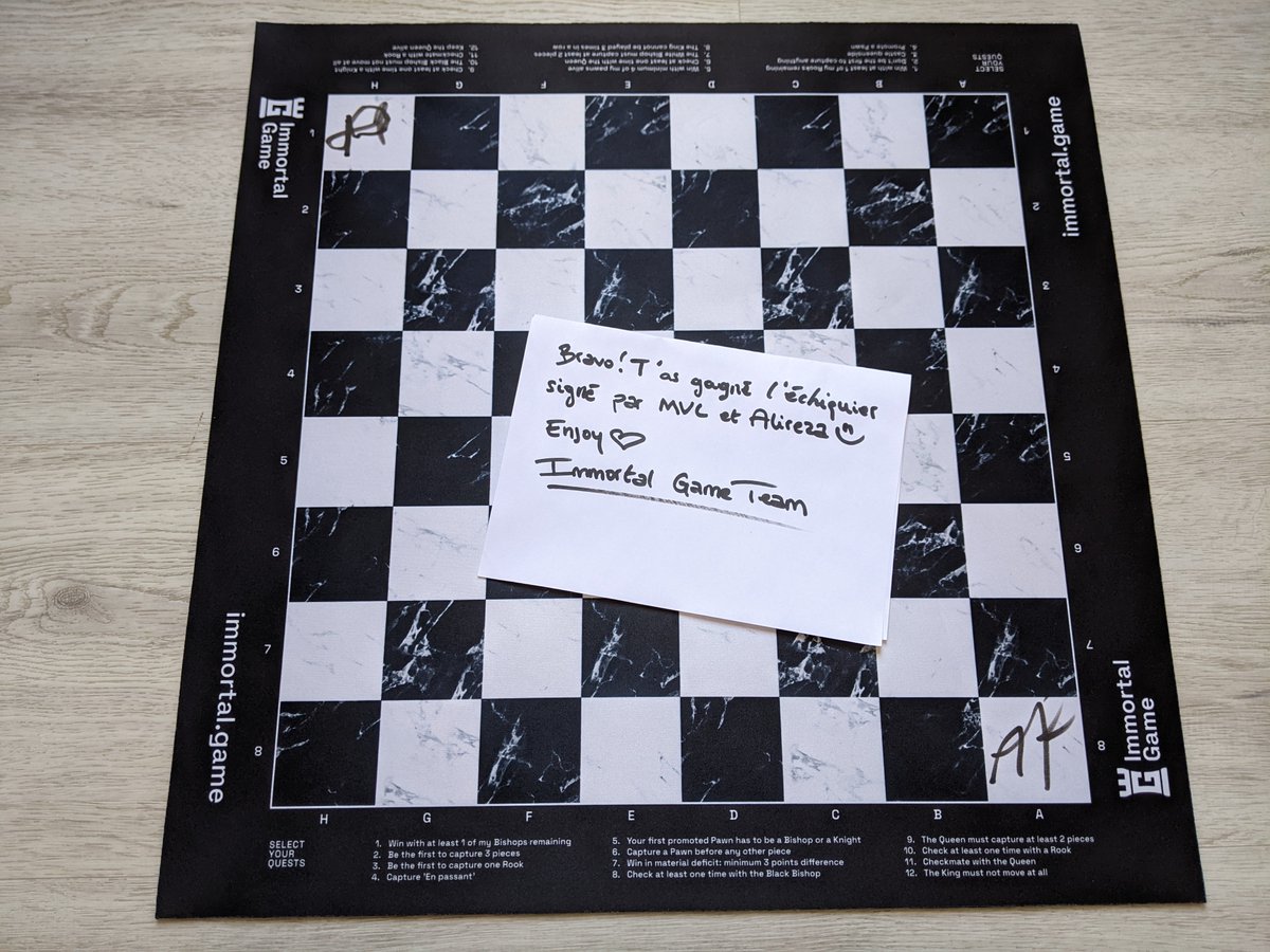 julienduc's tweet photo. Ordered a chessboard, ended up with a collector's item 😄 Thank you @TheImmortalGame 🙏 very pleased https://t.co/DbTv8QAJO0