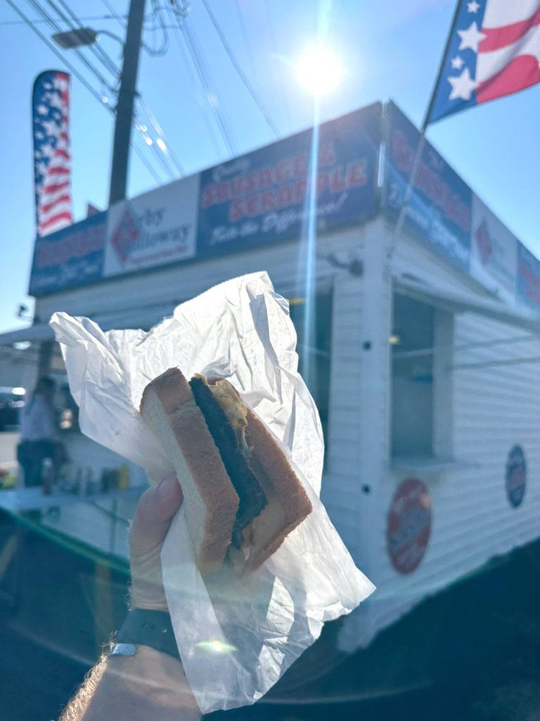 Mcgspeedracer's tweet photo. All the girls are washed and I truly canโt think of a better way to celebrate than a scrapple, egg, and cheese sandwich with just a kick of hot sauce paired with an iced butter pecan coffee! ๐ฎ#DEStateFair https://t.co/6v7qGdUTOM