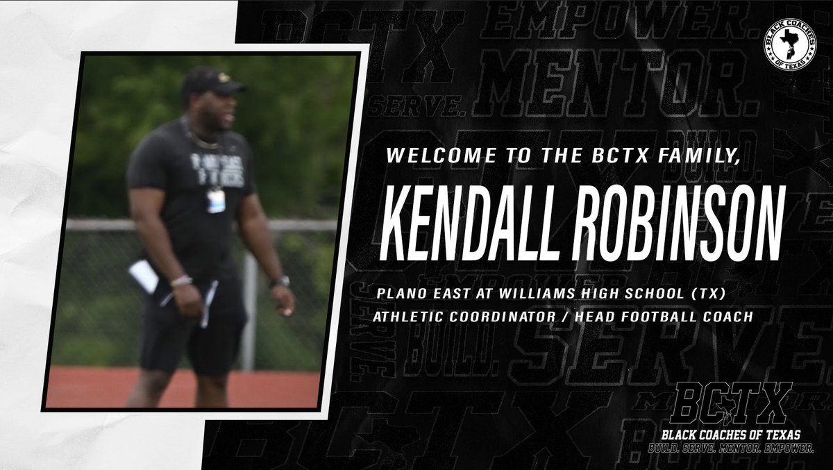 Black Coaches of Texas (@blackcoachestx) on Twitter photo Welcome to the #BCTX🫱🏾🫲🏿 family <a href="/coachKRob14/">Kendall Robinson</a>!
Build. Serve. Mentor. Empower.
Join the #BCTX🫱🏾🫲🏿 today! Welcome to the #BCTX🫱🏾🫲🏿 family <a href="/coachKRob14/">Kendall Robinson</a>!
Build. Serve. Mentor. Empower.
Join the #BCTX🫱🏾🫲🏿 today!