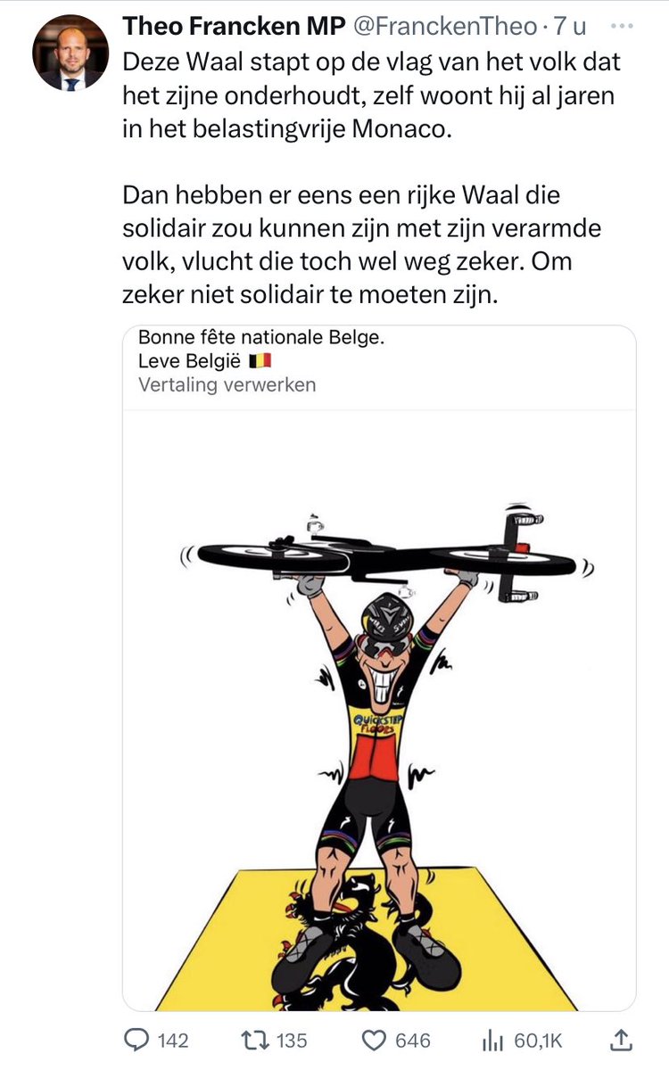 Niet dat ik niet ontzettend hou van de zwoele spanning van de verkiezingscampagne…

Maar deze post is toch al 1 van de meest vergezochte Vlaams-chauvinistische tweets die ik tot op heden heb mogen aanschouwen.
