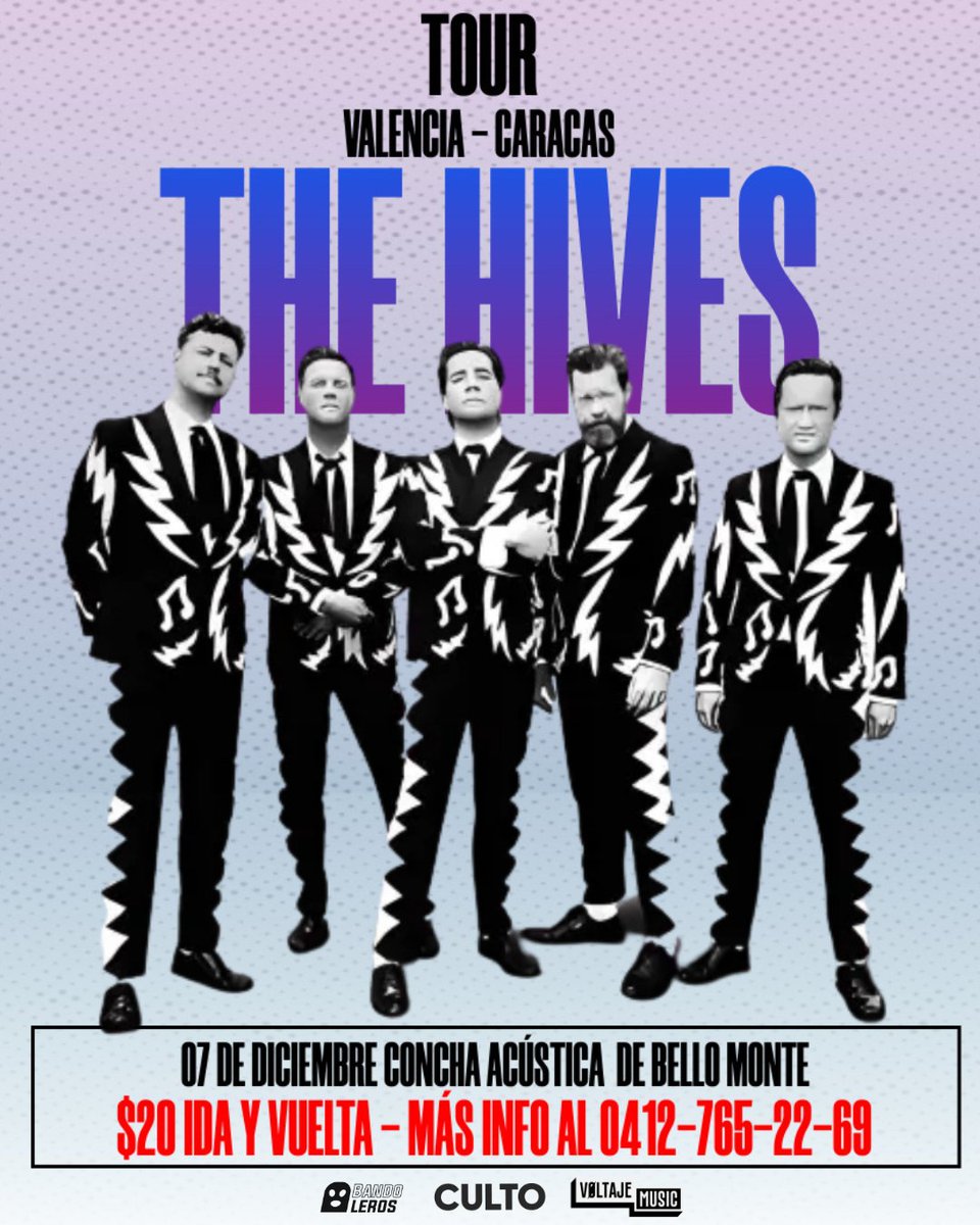 BorisRuiz22's tweet photo. Amigos estamos armando un tour para ir a ver a @TheHives en Caracas  saliendo de Valencia queremos hacerla divertida escuchando buena música en el camino. Así que si vas activo solo pega un grito. Dale RT ahí pues https://t.co/5tV51o35Zr