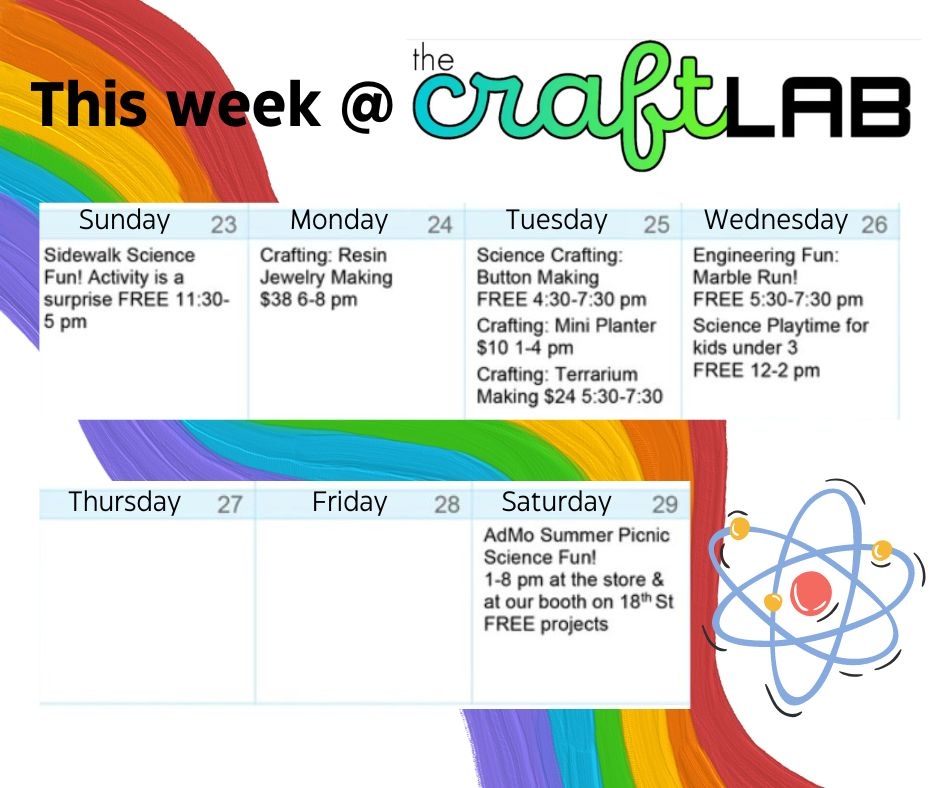 We have so many fun things happening in The Craft Lab this week! For more information about any of these events (or future events) check out our website! #shoplocal #shopdc #makersmovement