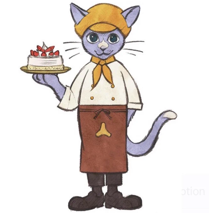 Kureme, an apprentice pastry chef cat, is the mascot for a long-running pastry shop in Yokohama City called Monterosa.