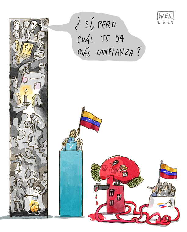 MC21NV's tweet image. #VenezuelaEnDesobediencia #PrimariasNoCalleSi 
ÉSTA es la REALIDAD de VENEZUELA:
EL 80% de los VENEZOLANOS NO CREE EN
POLITIQUER@S.
LA CALLE ES LA SALIDA.
NO VALIDAR A LA TIRANÍA.
 📸 @WEIL_caricatura