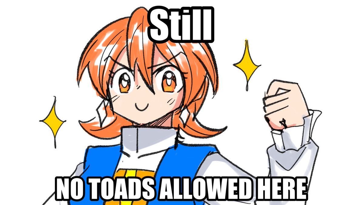 GamerRefia's tweet photo. By the way I'm back from training! I'ce learned new techniques that will repel toads away!

But still, no toads allowed here! https://t.co/49aNLxXfyJ