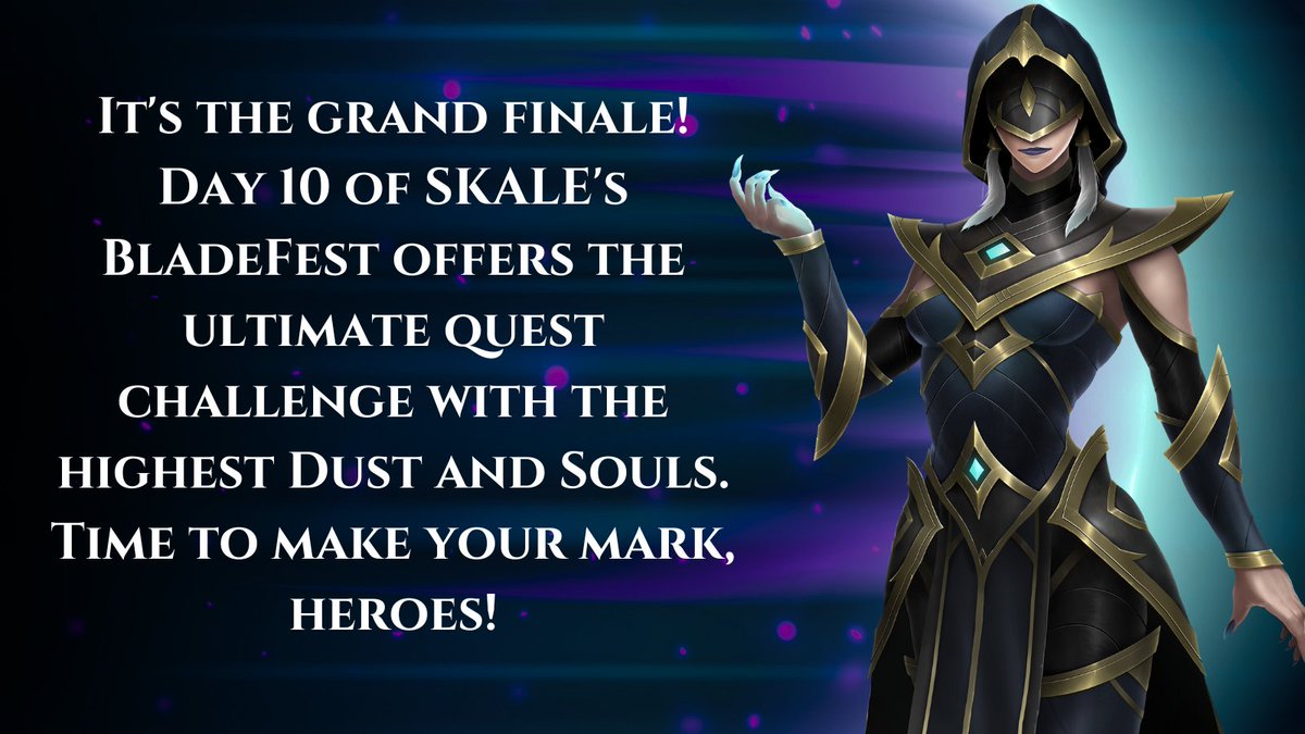 🎉 It's the GRAND FINALE of @SkaleNetwork's BladeFest: @CryptoBlades One-Year Journey! Day 10 brings an epic token explosion of 50,000, Dust count at 5, Souls maxed at 2, and the ultimate quests! Let's end this journey with a bang, warriors! 🔥⚔️ #BladeFest…