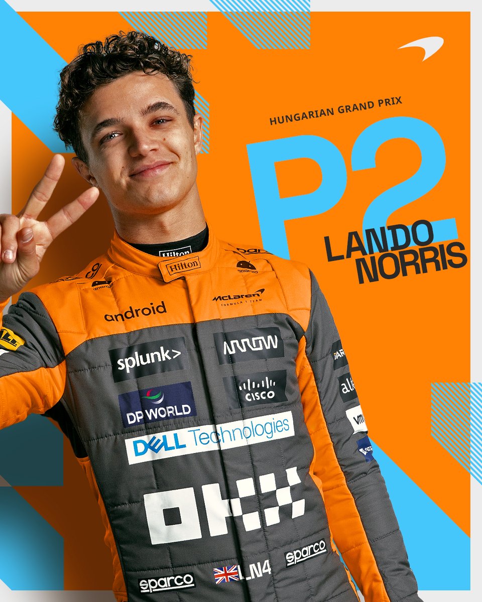 LANDO! BACK-TO-BACK PODIUMS! 🍾 It’s a second successive podium for @LandoNorris after bringing it home P2! 👏 #HungarianGP 🇭🇺