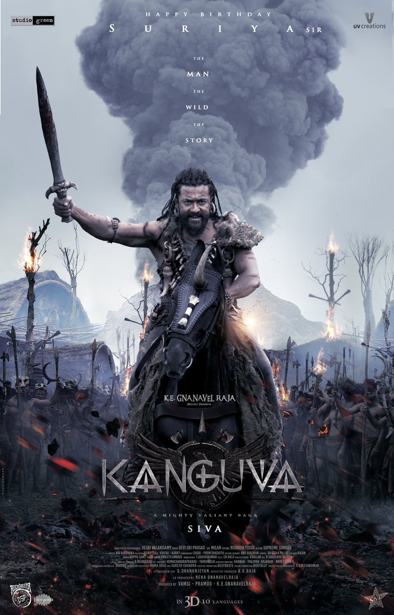 Biggest expectations after the dropped of the #KanguvaGilmpse but one thing @Suriya_offl and @directorsiva will be come up with huge for sure.

Telugu - #Baahubali franchise 
Tamil - #Kanguva franchise ?

If this film clicked, ₹ 500 crore gross collection guaranteed. 🍿🔥☑️

A