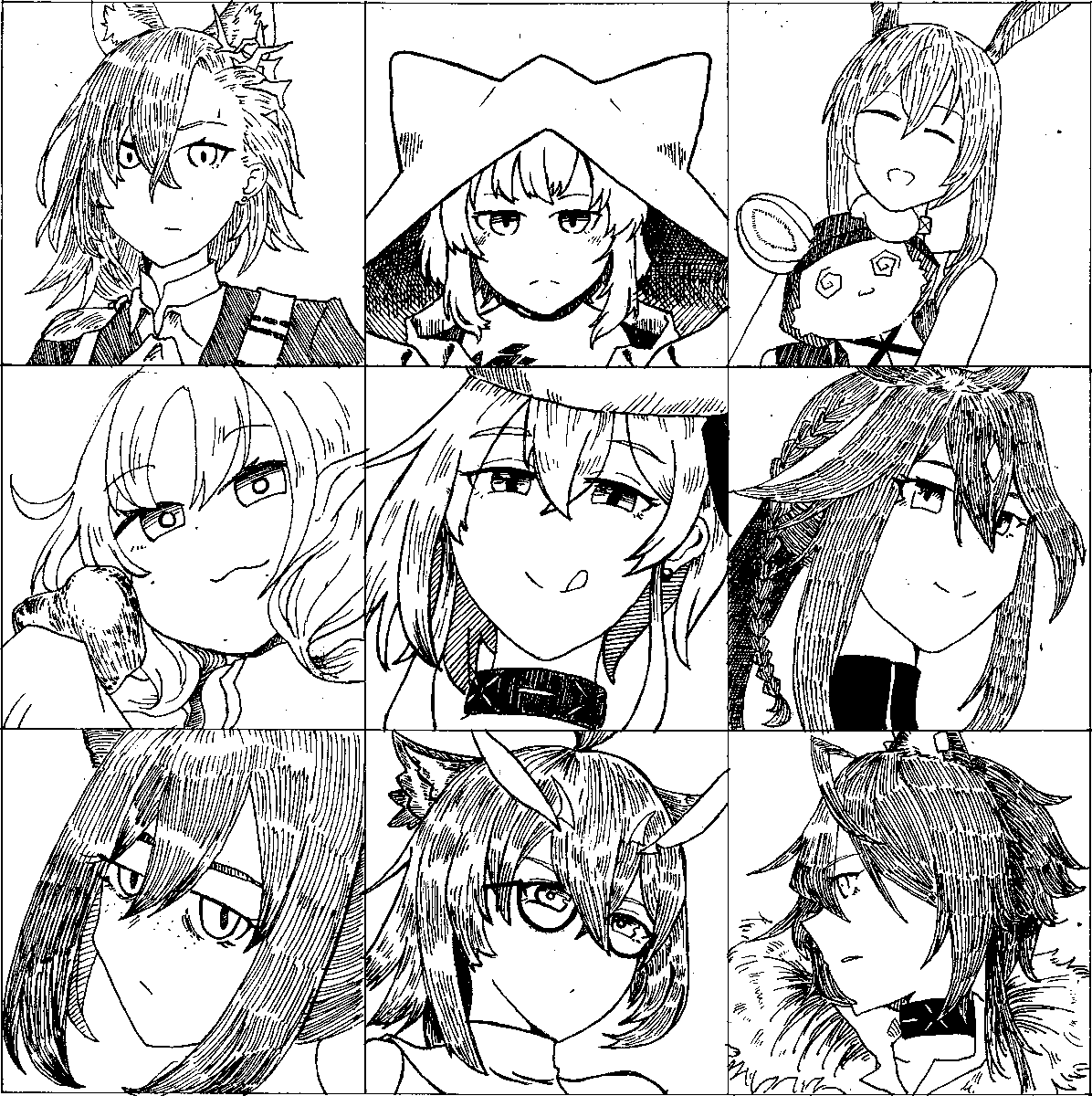 アナログスキャンして2値化  手描きむずいけどたのしいよ～;; 色々試して統一性が死んだ 