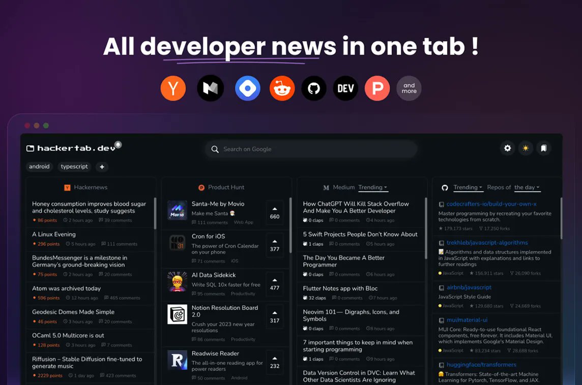 MadeWithReactJS (@madewith_react) on Twitter photo .<a href="/hackertabdev/">{Hackertab.dev} 🖥️</a> is a new tab browser extension #madewithreactjs to discover the best developer news and tools 📚️ - madewithreactjs.com/hackertabdev .<a href="/hackertabdev/">{Hackertab.dev} 🖥️</a> is a new tab browser extension #madewithreactjs to discover the best developer news and tools 📚️ - madewithreactjs.com/hackertabdev