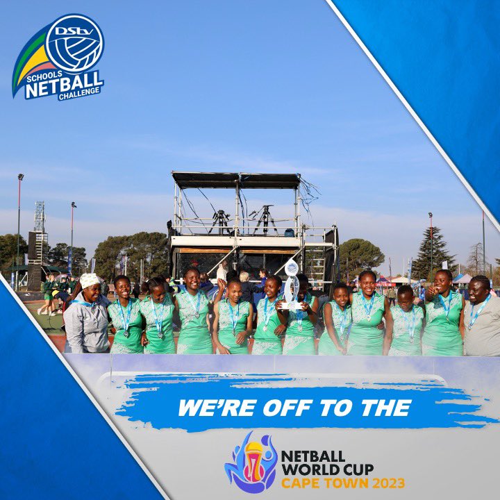 DStvNetball's tweet photo. The 2023 DStv Schools Netball Challenge winners are Hlabi Secondary School and Afrikaanse Hoer Meisieskool.
As part of their prize, the girls will be jetting off ๐ซ to Cape Town this Friday to catch some World Cup action.
#DStvNetballChallenge https://t.co/woByInNZrG