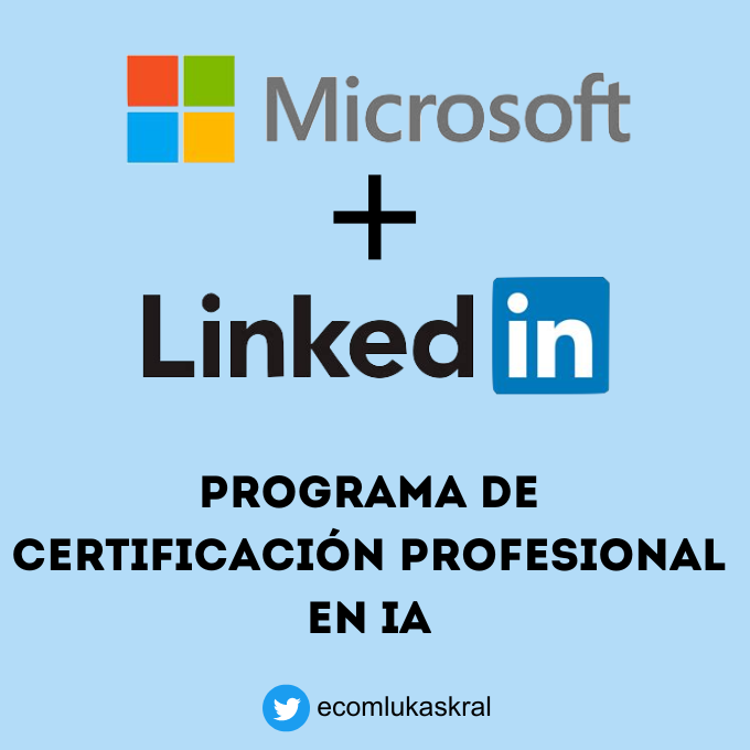 ecomlukaskral's tweet photo. Microsoft y LinkedIn han lanzado recientemente un 

Programa de Certificación Profesional en IA

Consta de 5 cursos que cubren diversos aspectos de la IA

🧵 HILO https://t.co/xGJAez2SL5