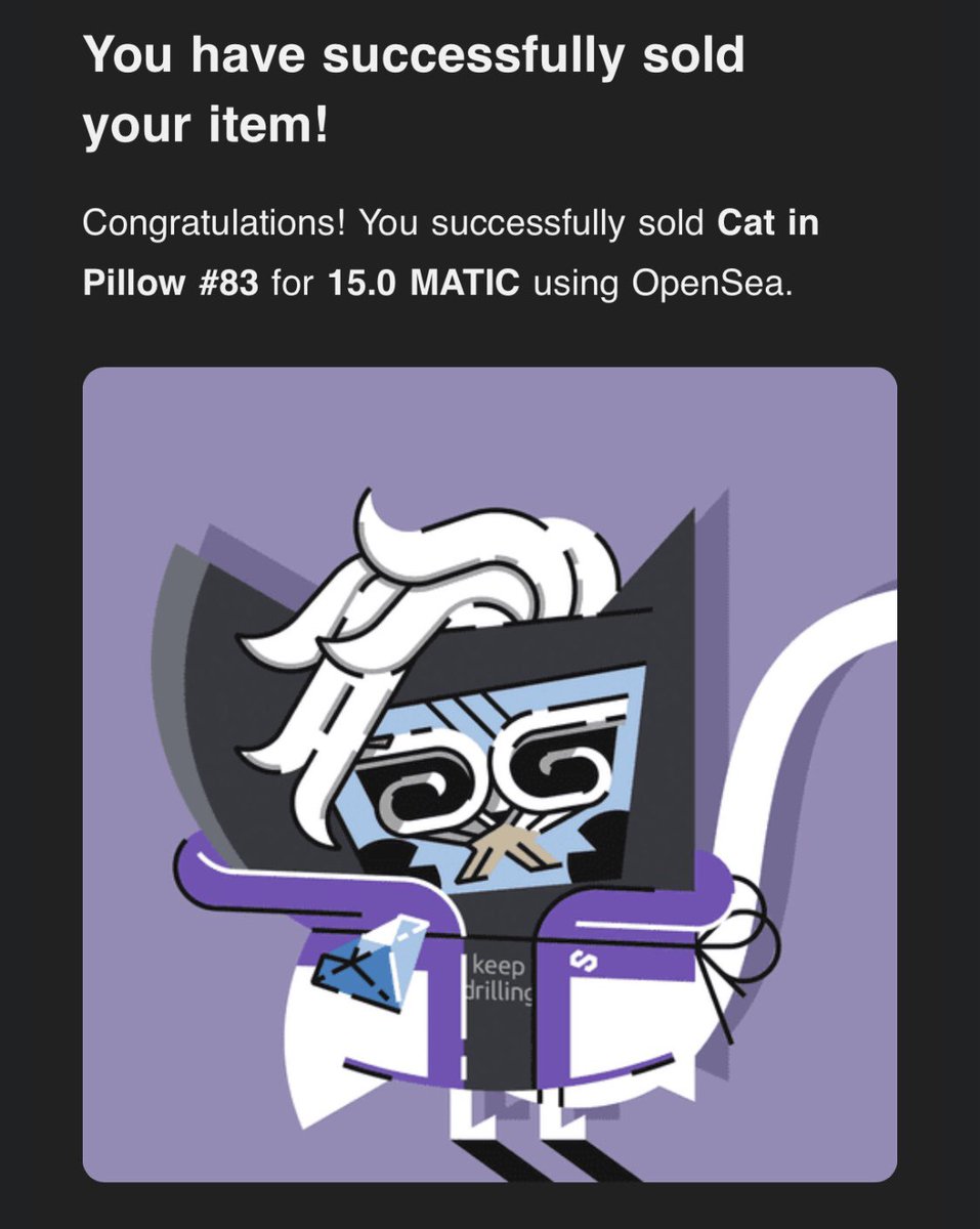 OMG🙀😻
Super fast⚡️SOLD🥳

Thank you so much for grabbing my cute cat into your amazing collection my dear friend🥹🙏🙏🙏

Thank you for your support and welcome to the Cat in Pillow family <a href="/Antoni_Pon/">Angry_Bull</a> 🙏🥰🫶

Big hugs🫂 Meow💜🐾

#nftcommunity 🫶 #nft #nfts #openseanft #nftart