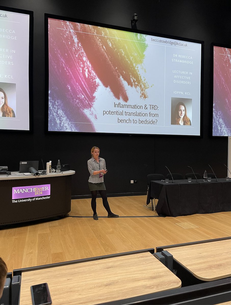 The last speaker of this session is <a href="/Strawbr1/">Becci Strawbridge</a> from <a href="/kclcfad/">KCL CfAD</a>

She will be telling us about “Inflammation &amp; TRD: potential translation from bench to bedside?” #BAP2023

I'm particularly looking forward to this one given my own interest in #inflammation and #depression

🧵 THREAD