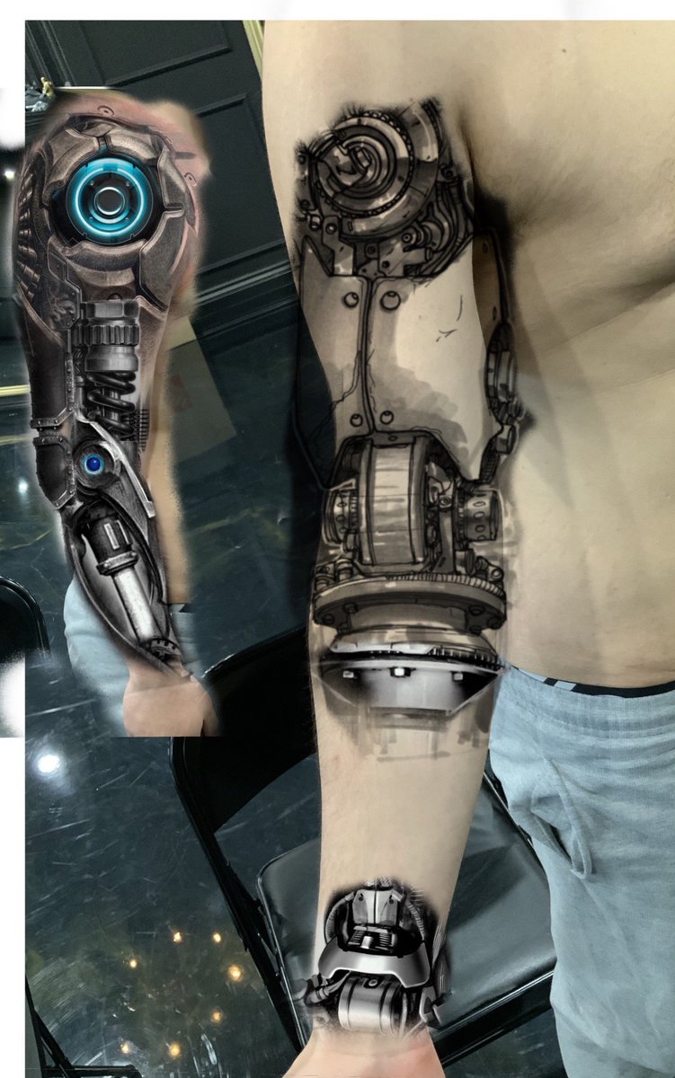 Pineaqples's tweet image. Today is gonna hurt 💀 Going in for more progress on my Bio-mechanical sleeve. This is the vision if you haven’t seen it before!