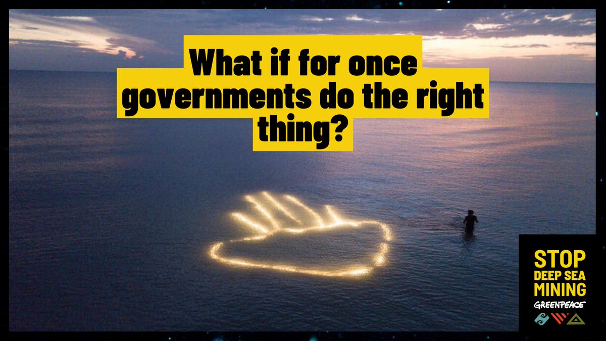 Greenpeace's tweet photo. Governments have recklessly left the door open for deep sea mining and companies can now try to mine anytime. 

World leaders can’t let that happen. 

This is a once in a generation opportunity. Make history and #StopDeepSeaMining

#ForTheDeepSea

https://t.co/uYhON3rQ7x https://t.co/Bbqaw0ziAk