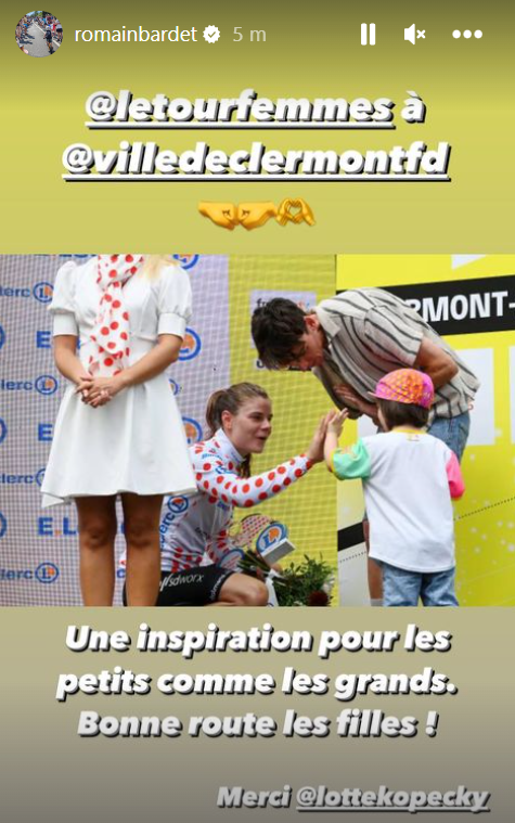 Just when you thought you couldn't love Romain Bardet any more here he is supporting the Tour de France Femmes. Great stuff 😍 #TDFF2023 

source: Romain Bardet instagram
