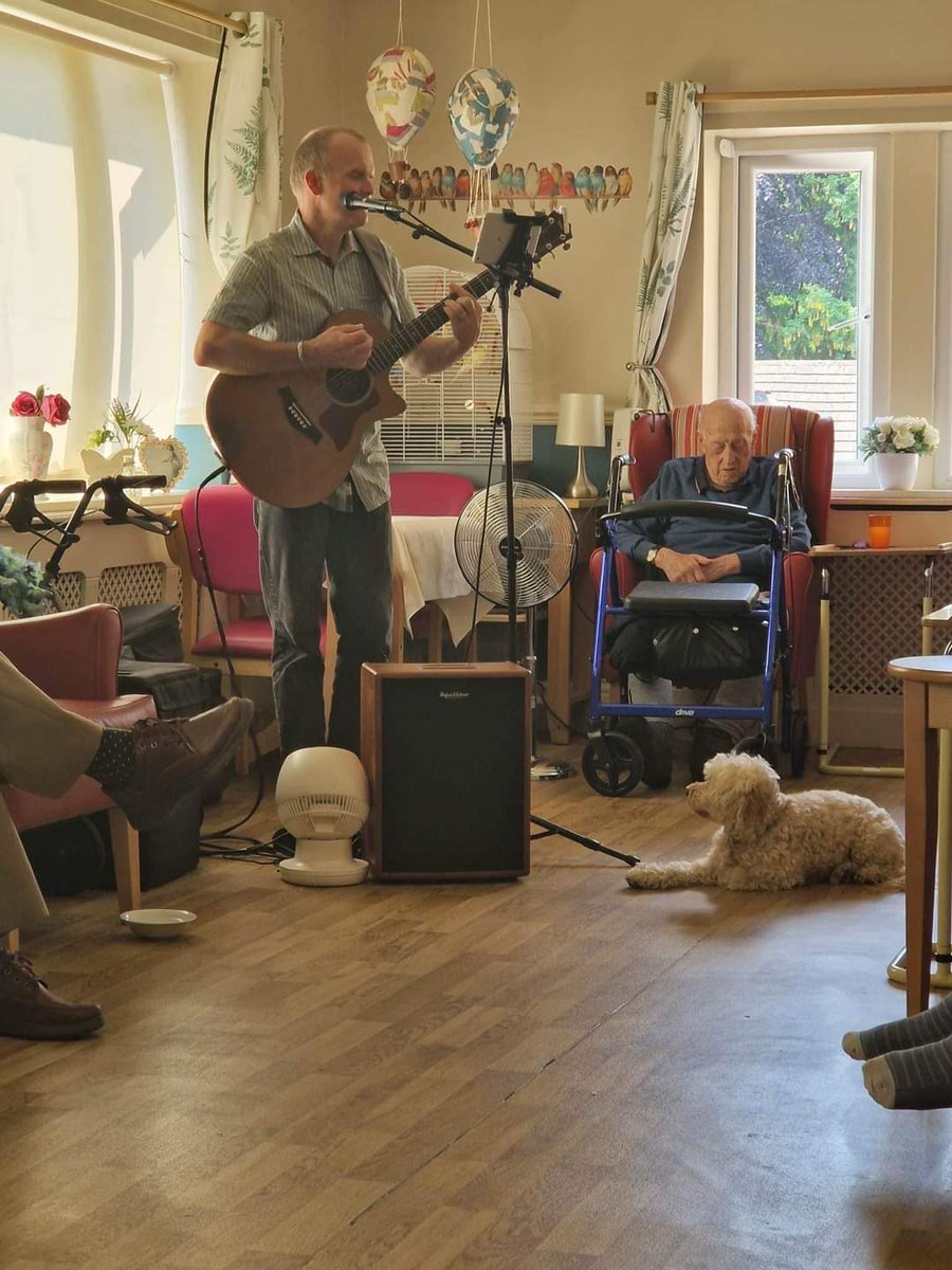 Me &amp; Honey doing what we do... #carehomesinger #dogtherapy #richardandhoney #carehomeactivities