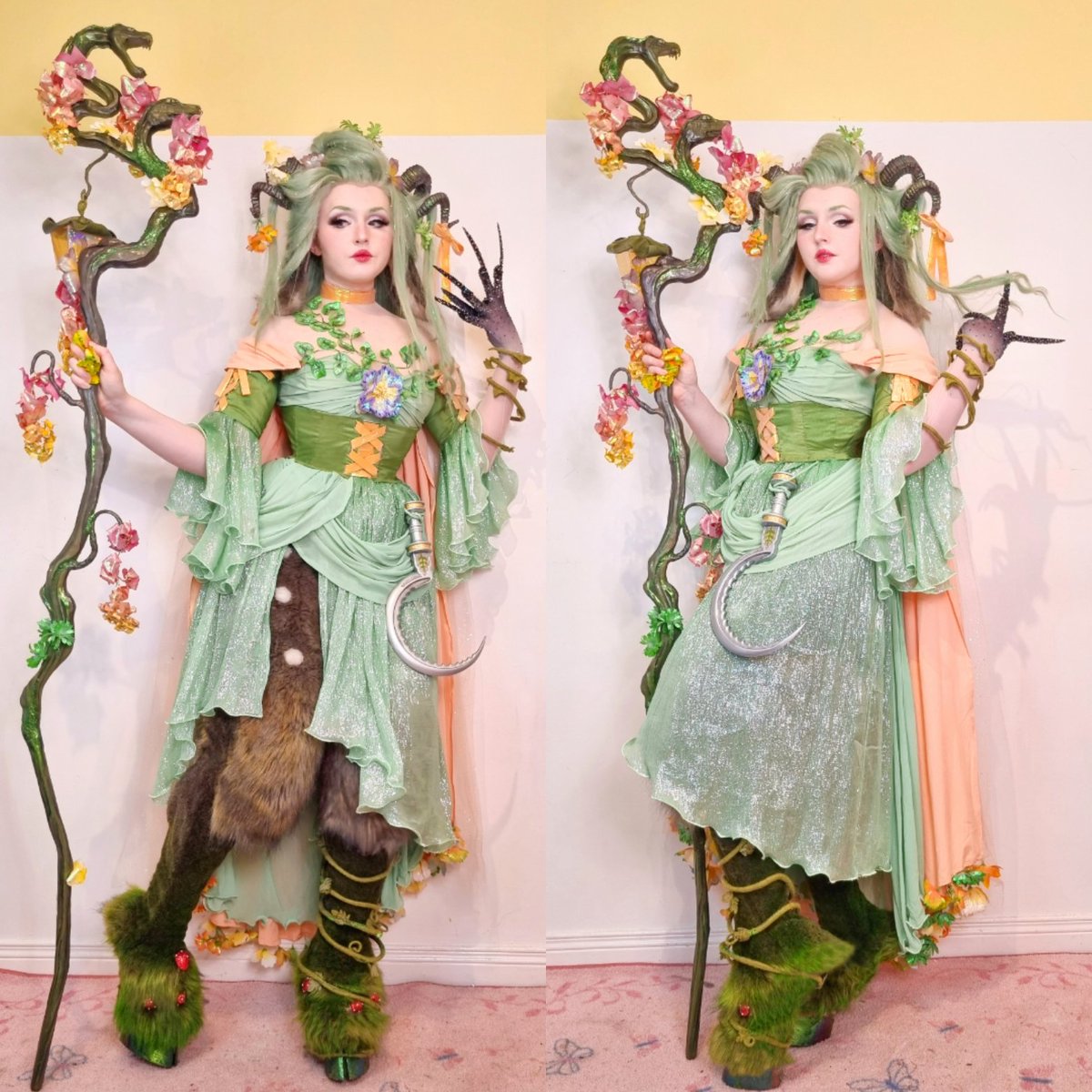 BambiLashesCos's tweet photo. I now have the privilege of getting to run around as the world's most chaotic faun (aka Fearne Calloway) and I am so excited to exploit that 🐐 💚 https://t.co/vLcAtFTW38