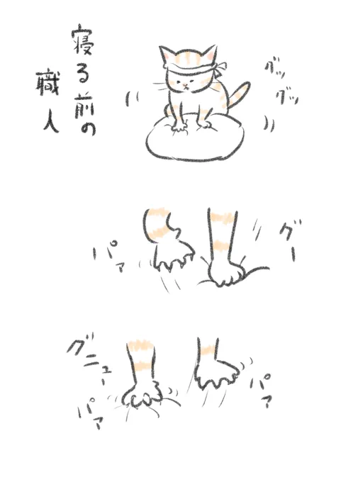 寝る前の職人の手元。ただのグッパァだけじゃなくて色々バリエーションがあってずっと見てられる。 