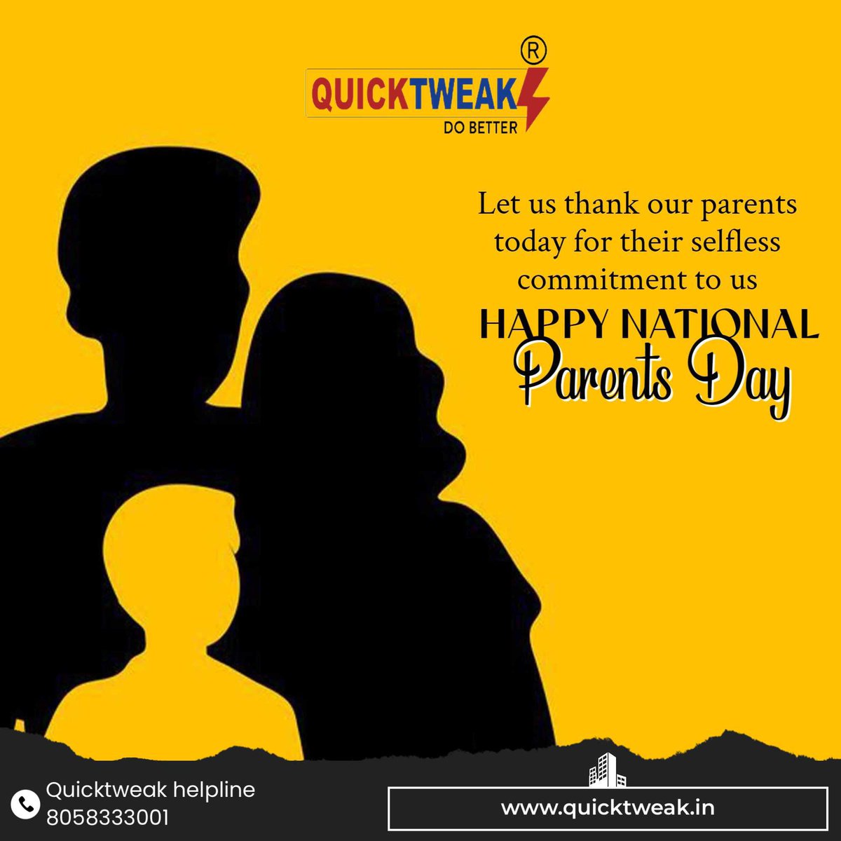 Greetings from #QuickTweak
                    #parentsasteachers #parentshouse #ParentsDay #mothersday #ParentsDayOfferTemplates #parentsdayReels #firsttimeparents #parentsdayAnimatedvideos #parentsdayvideo #Parents