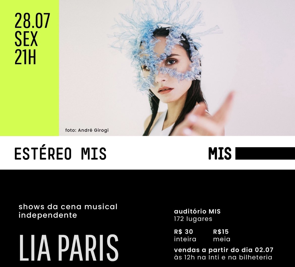 LIA_PARIS's tweet photo. Alô SP ❤️ Sexta dia 28.7 farei meu show autoral no MIS. Museu da Imagem e do Som. Vem que vai ser quente !!!! 

https://t.co/5Q8WWzrAMd https://t.co/dEp8EQpm2r
