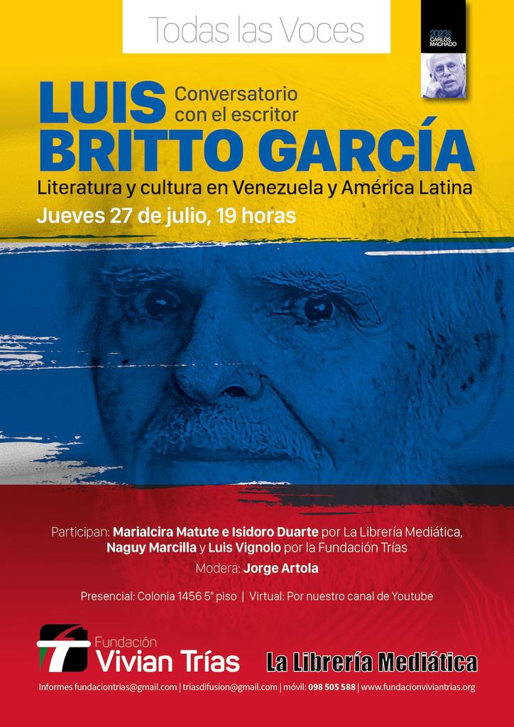 Desde la Fundación Vivían Trias una cita obligada. Conversatorio con Luis Britto Escritor Venezolano, destacado miembro de la REDH- Venezuela